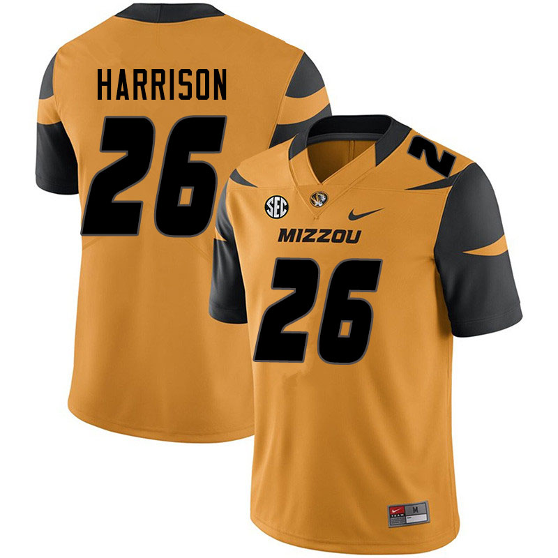 Men #26 Aidan Harrison Missouri Tigers College Football Jerseys Sale-Yellow